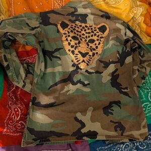 Upcycled leopard army jacket